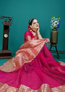 Presenting New pure jacquard weaving organza silk all over saree collection - Image 4