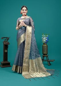 Presenting New pure jacquard weaving organza silk all over saree collection - Image 9