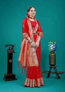 Presenting New pure jacquard weaving organza silk all over saree collection - Image 3