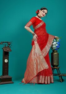 Presenting New pure jacquard weaving organza silk all over saree collection - Image 2