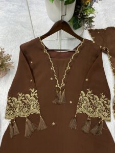 Presenting New Designing Embroidery work Top Plazzo with dupatta set - Image 4