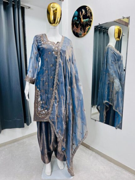 Presenting New Festival Season Heavy Embroidery work Top Farsi Plazzo with dupatta set