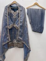 Presenting New Festival Season Heavy Embroidery work Top Farsi Plazzo with dupatta set - Image 10
