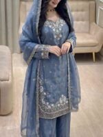 Presenting New Festival Season Heavy Embroidery work Top Farsi Plazzo with dupatta set - Image 4