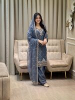 Presenting New Festival Season Heavy Embroidery work Top Farsi Plazzo with dupatta set - Image 3