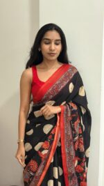 Royal Kalamkari soft linen banarasi cotton silk saree collection - Image 3