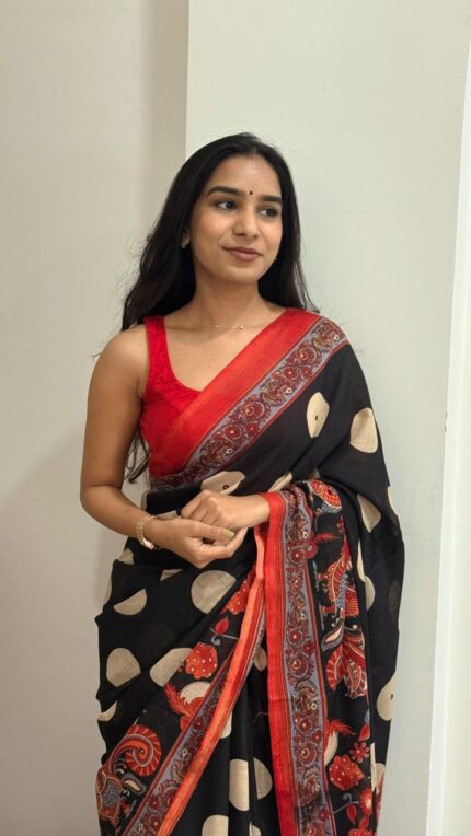 Royal Kalamkari soft linen banarasi cotton silk saree collection