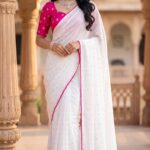Presenting New Beautiful White vichitra saree collection