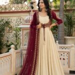 Presenting New 3 pieces stylish Gown with Beautiful Koti And Duppata set
