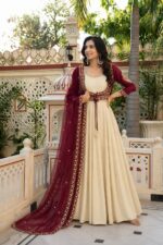 Presenting New 3 pieces stylish Gown with Beautiful Koti And Duppata set