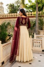Presenting New 3 pieces stylish Gown with Beautiful Koti And Duppata set - Image 3