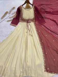 Presenting New 3 pieces stylish Gown with Beautiful Koti And Duppata set - Image 7