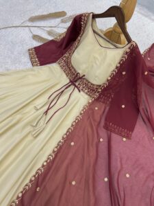 Presenting New 3 pieces stylish Gown with Beautiful Koti And Duppata set - Image 6