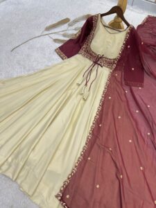 Presenting New 3 pieces stylish Gown with Beautiful Koti And Duppata set - Image 8