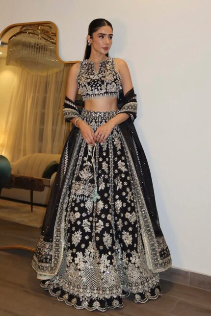 Presenting New Designer Heavy Embroidery design Bold Black Beautiful Lahenga collection