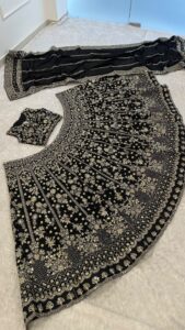 Presenting New Designer Heavy Embroidery design Bold Black Beautiful Lahenga collection - Image 8