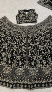 Presenting New Designer Heavy Embroidery design Bold Black Beautiful Lahenga collection - Image 6