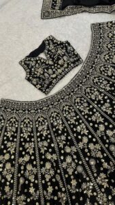 Presenting New Designer Heavy Embroidery design Bold Black Beautiful Lahenga collection - Image 7
