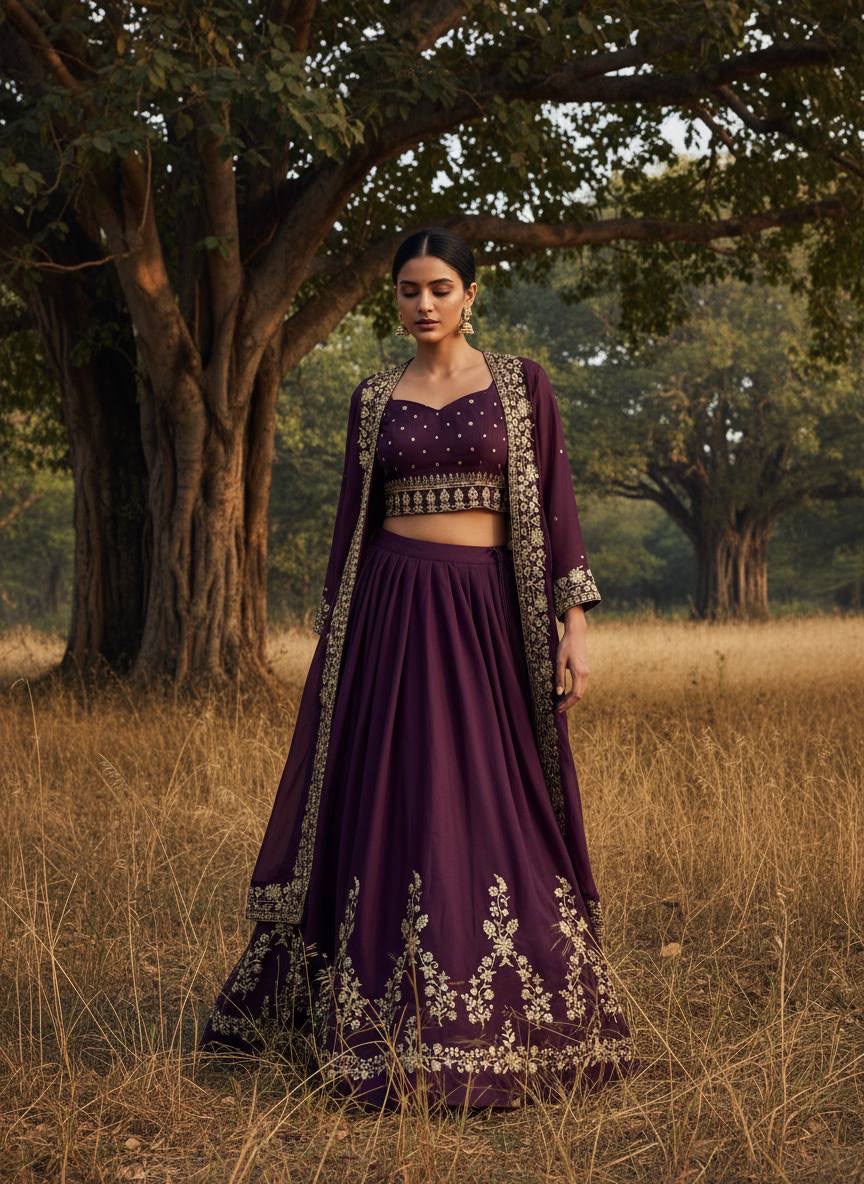 IMG-20260727-WA0237 Launching New Designer Trending indo-western Lahenga choli set collection - Image 1