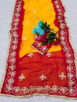 Presenting New Trending original Hand charkhi Gotta work saree