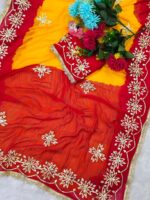 Presenting New Trending original Hand charkhi Gotta work saree - Image 4