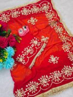 Presenting New Trending original Hand charkhi Gotta work saree - Image 2
