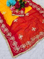 Presenting New Trending original Hand charkhi Gotta work saree - Image 9