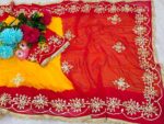 Presenting New Trending original Hand charkhi Gotta work saree - Image 7