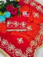 Presenting New Trending original Hand charkhi Gotta work saree - Image 13
