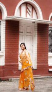 Presenting New Launching Designer Net Febric with Heavy Embroidery & Fancy Lace work saree - Image 4