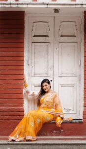Presenting New Launching Designer Net Febric with Heavy Embroidery & Fancy Lace work saree - Image 5