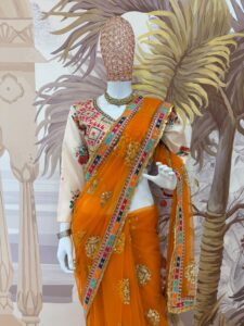 Presenting New Launching Designer Net Febric with Heavy Embroidery & Fancy Lace work saree - Image 10