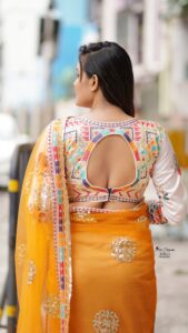 Presenting New Launching Designer Net Febric with Heavy Embroidery & Fancy Lace work saree - Image 8