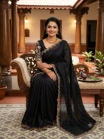 Rangoli chiffon saree Embroidery design Fancy saree collection - Image 3