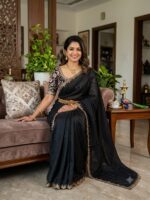 Rangoli chiffon saree Embroidery design Fancy saree collection - Image 4