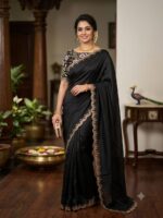 Rangoli chiffon saree Embroidery design Fancy saree collection - Image 5