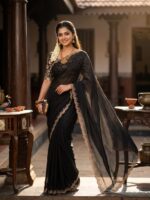 Rangoli chiffon saree Embroidery design Fancy saree collection
