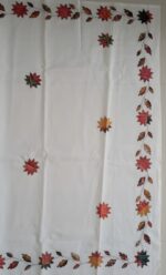 Floral print silver cotton saree with elegant printed Blouse - Image 11