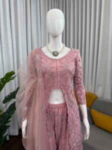 Presenting New Designer Embroidery design Top Plazzo with dupatta set - Image 8