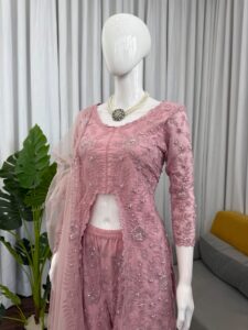 Presenting New Designer Embroidery design Top Plazzo with dupatta set - Image 9
