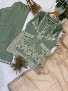 Presenting New Designer Heavy Embroidery work Top salwar with dupatta set - Image 6