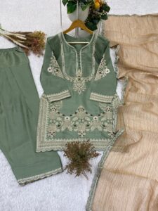 Presenting New Designer Heavy Embroidery work Top salwar with dupatta set - Image 5