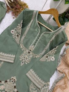 Presenting New Designer Heavy Embroidery work Top salwar with dupatta set - Image 4