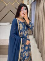 Presenting New Designer Trending floral Digital print kurti sharara with dupatta set - Image 7