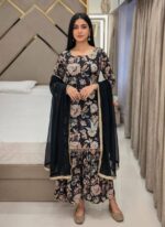 Presenting New Designer Trending floral Digital print kurti sharara with dupatta set - Image 21