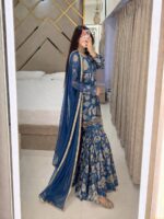 Presenting New Designer Trending floral Digital print kurti sharara with dupatta set - Image 5