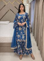 Presenting New Designer Trending floral Digital print kurti sharara with dupatta set - Image 10