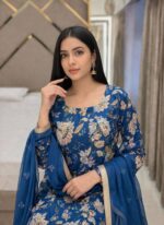 Presenting New Designer Trending floral Digital print kurti sharara with dupatta set - Image 6