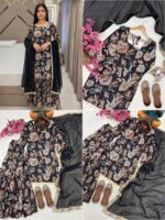 Presenting New Designer Trending floral Digital print kurti sharara with dupatta set - Image 16