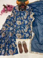 Presenting New Designer Trending floral Digital print kurti sharara with dupatta set - Image 14